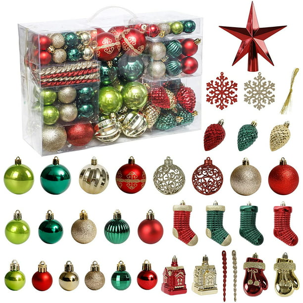 Christmas Tree Ornament Golden Pineapple Background Christmas Ball Decoration Set 6 Styles Classic Xmas Ball Set for Christmas Holiday Indoor and Outdoor Christmas Decorations 4 Pcs 